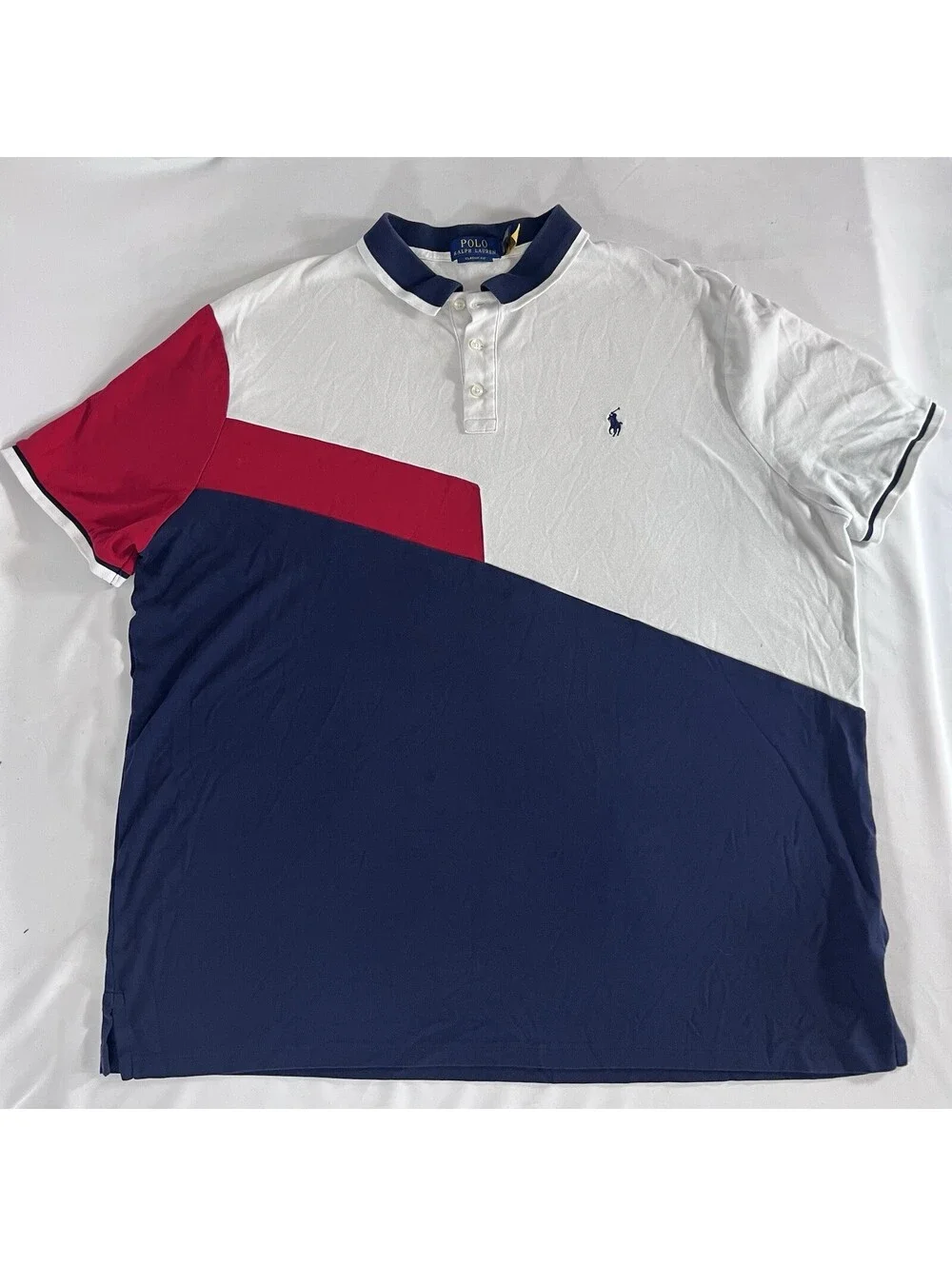 Polo Ralph Lauren Colorblock Shirt Men’s XXL Red Navy White Classic Fit 2XL